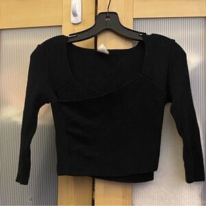 Body Wrappers knit crisscross crop top in black color Kids Size XL